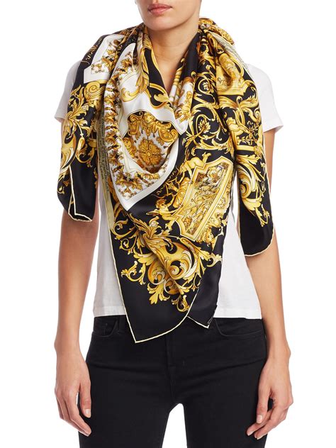 versace silk scarf black|versace scarf price.